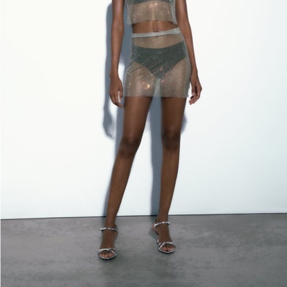 Rhinestone mesh skirt